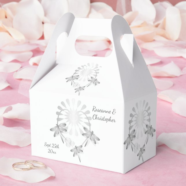 Wedding Favor Boxes Silver Dragonflies Heart (Wedding)