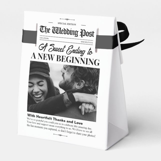 Wedding Favor Boxes Wedding Newspaper Gift Bags (Back Side)