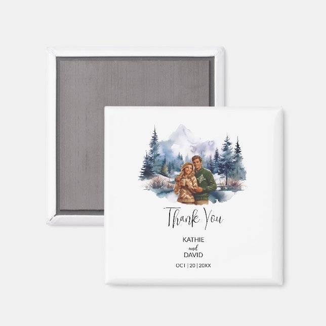 Wedding Favor Christmas Adventure Outdoor Marriage Magnet (Front/Back)