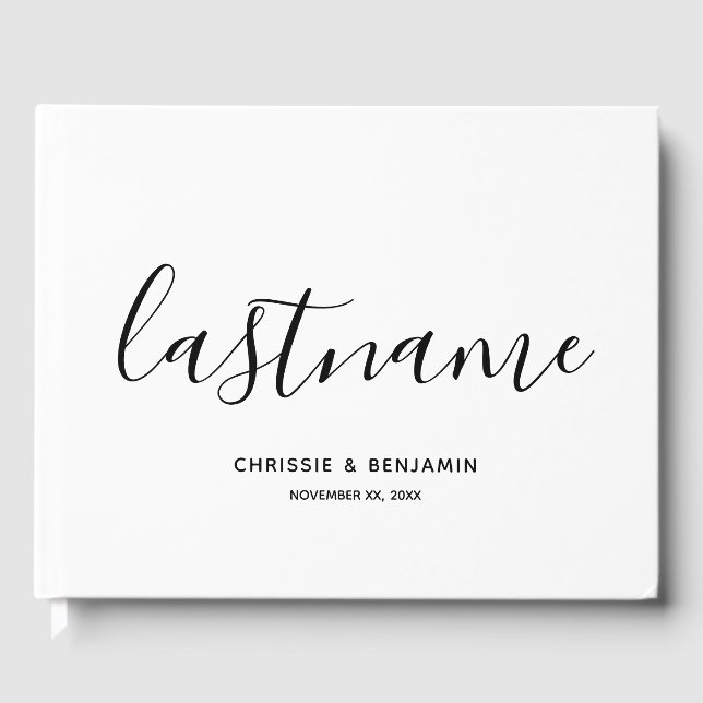 Wedding Favor Custom Bride Groom Date Calligraphy Guest Book (Front)