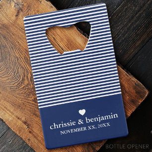 Wedding Favor Custom Bride Groom Date Stripe Credit Card Bottle Opener