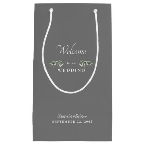 Wedding Favor Dark Grey  White Names II Small Gif Small Gift Bag