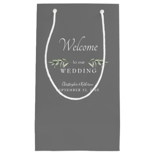 Wedding Favor Dark Grey  White Names Small Gift B Small Gift Bag