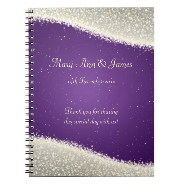 Wedding Favor Dazzling Sparkles Purple Notebook (Front)