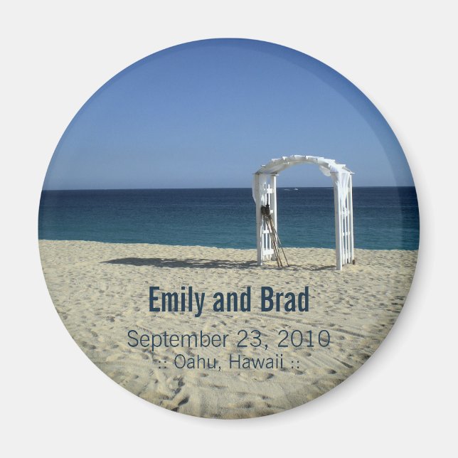 Wedding Favor Destination Beach Wedding Magnet (Front)