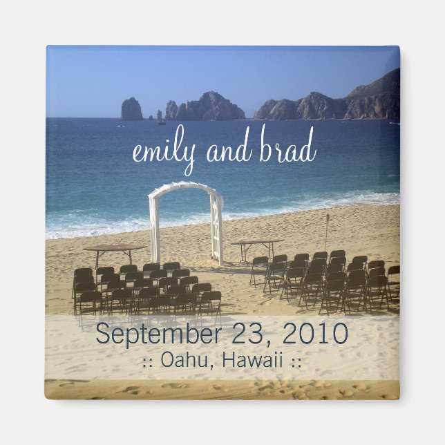 Wedding Favor Destination Beach Wedding Magnet (Front)