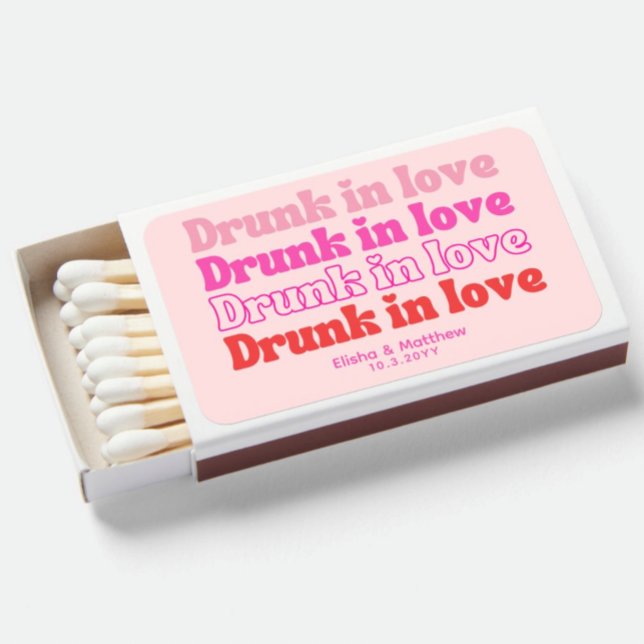Wedding Favor Drunk in Love Pink Matchboxes (Wedding Favor Drunk in Love Pink Matchboxes)