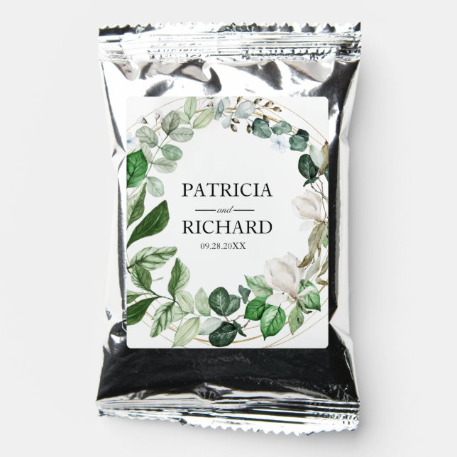 Wedding Favor Elegant Floral Greenery Coffee Drink Mix (Front)