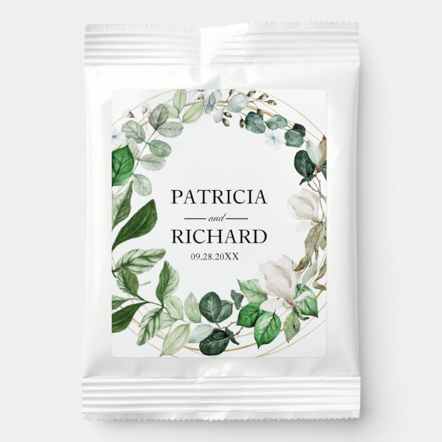 Wedding Favor Elegant Floral Greenery Margarita Drink Mix (Front)