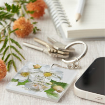 Wedding Favor Elegant Roses Full Bloom Keychain