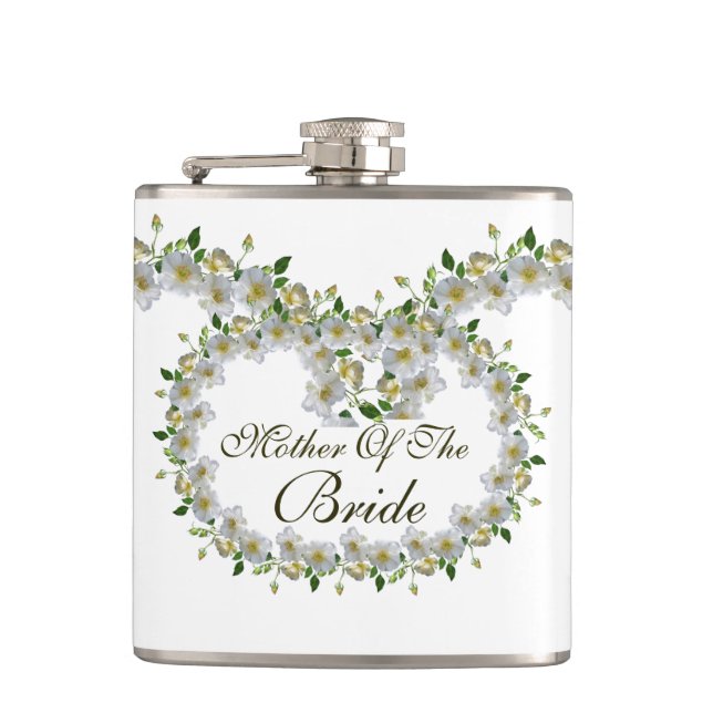 Wedding Favor Elegant Roses Mother of the Bride Flask (Front)