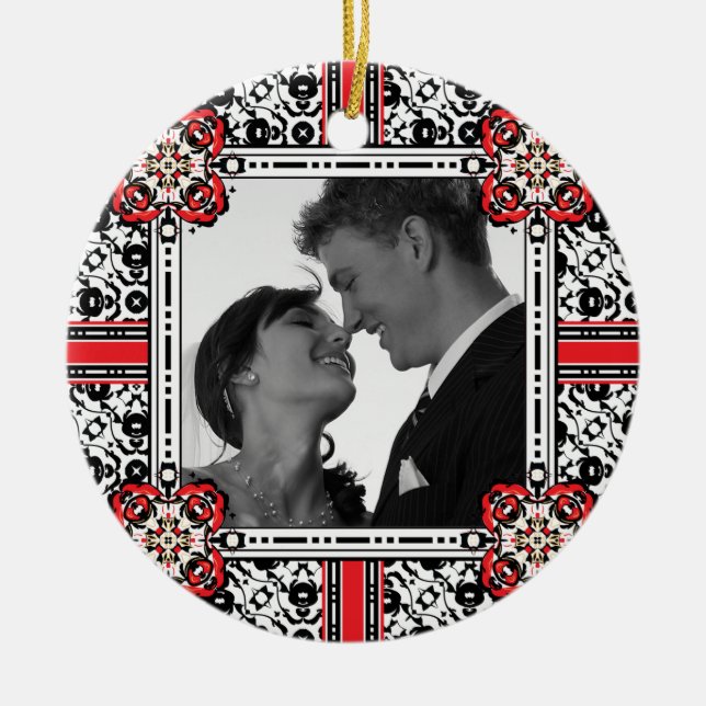 Wedding Favor, Engagement Portrait Photo Ornament (Front)