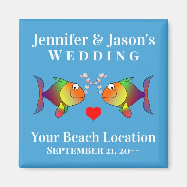 Wedding Favor Fish Cute Tropical Beach Destination Magnet (Front)