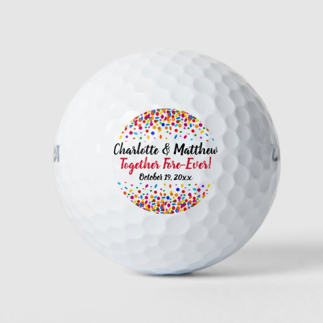 Wedding Favor Fun Colorful Confetti Golf Balls (Front)