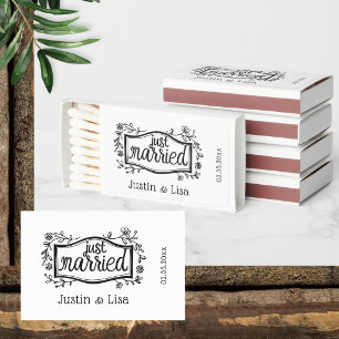 Wedding Favor Fun Just Married Doodle Matchboxes