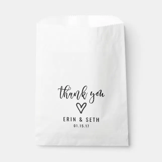 Wedding Favor Gift Bags Thank You Heart Custom | Zazzle