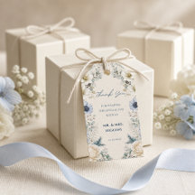 Wedding Favor Gift Tags | Blue Ivory Winter Floral