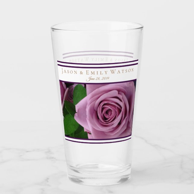 Wedding Favor Glass Lavender Rose (Front)