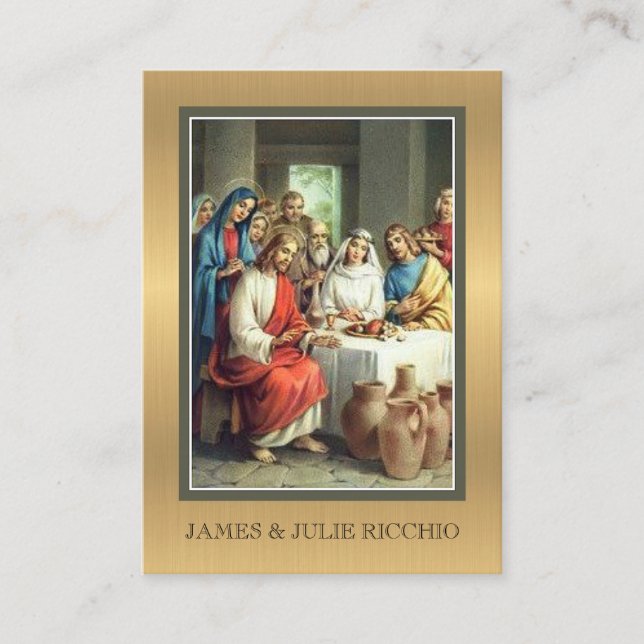 Wedding Favor Golden Catholic Holy Card (Front)