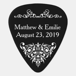 Wedding Favor Guitar Pick - Ornate Black