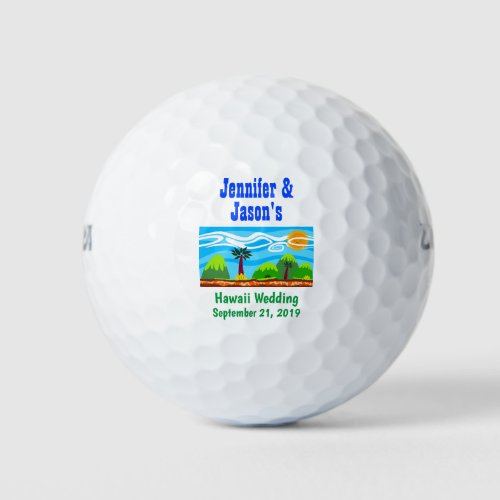 Wedding Favor Hawaii Beach Tropical Destination Golf Balls