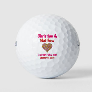 Wedding Favor Heart Flowers Love Forever Golf Balls