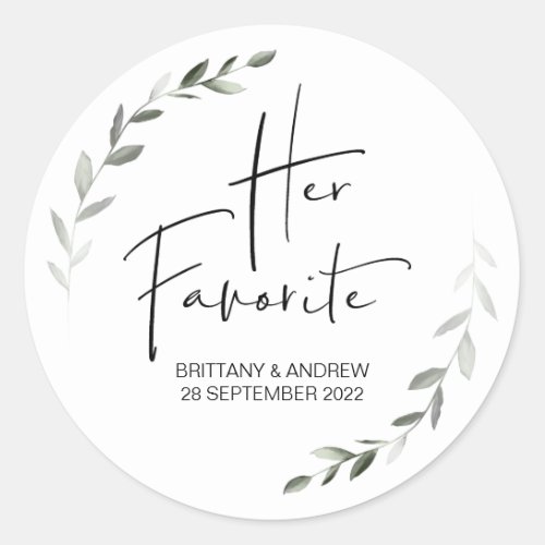 Wedding Favor Her Favorite Treat Box Cute Classic Round Sticker