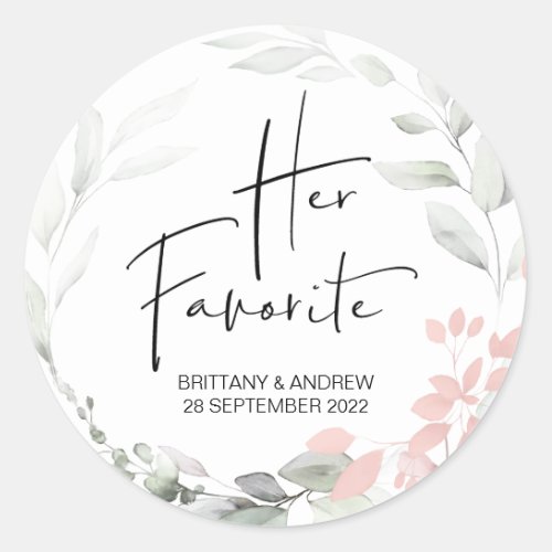 Wedding Favor Her Favorite Treat Box Cute Classic Round Sticker