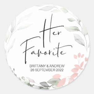 Wedding Favor Her Favorite Treat Box Cute Classic Round Sticker