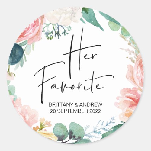 Wedding Favor Her Favorite Treat Box Cute Classic Round Sticker