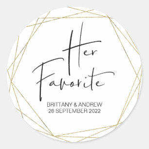 Wedding Favor Her Favorite Treat Box Cute Classic Round Sticker