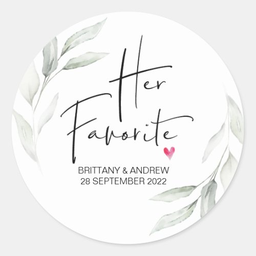 Wedding Favor Her Favorite Treat Box Cute Classic Round Sticker