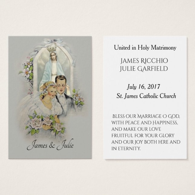 Wedding Favor Holy Card Bride Groom Mary (Front & Back)