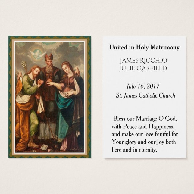 Wedding Favor Holy Card Bride Groom Mary (Front & Back)