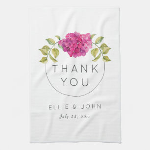 Wedding Favor Hot Pink Hydrangea Kitchen Towel