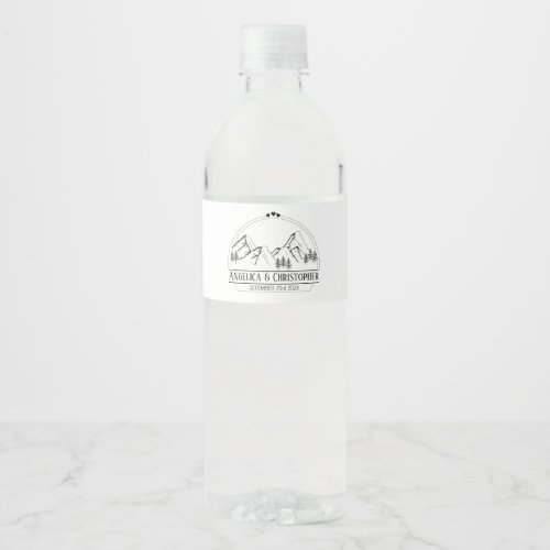wedding favor invitation couple party mountain water bottle label
