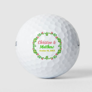 Wedding Favor Irish Clover Wreath Calligraphy Golf Balls