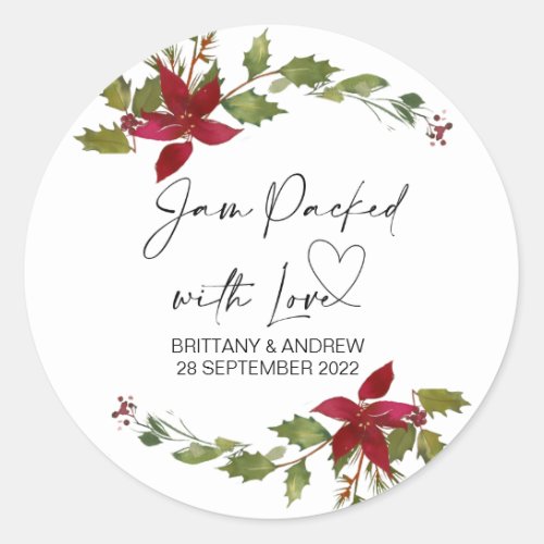 Wedding Favor Jam Packed With Love Christmas Classic Round Sticker