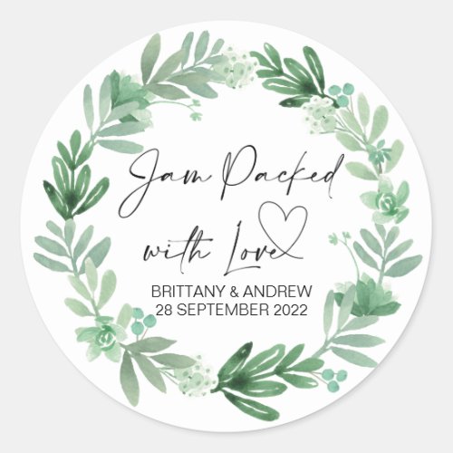 Wedding Favor Jam Packed With Love Succulents Classic Round Sticker