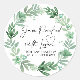 Wedding Favor Jam Packed With Love Succulents Classic Round Sticker