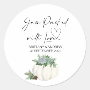 Wedding Favor Jam Packed With Love Thanksgiving Classic Round Sticker