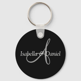 Wedding Favor Keepsake Bride Groom Names Monogram Keychain