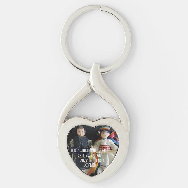 wedding favor keychain Romanian National Costume (Front)