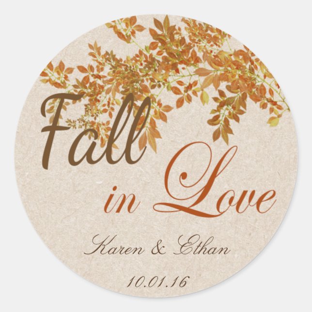 Wedding Favor Label Fall in Love Theme (Front)
