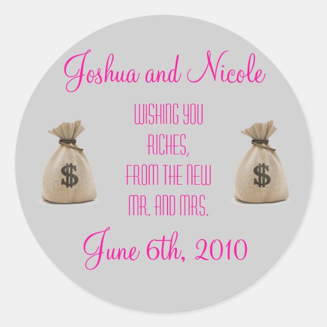 Wedding Favor Labels! Classic Round Sticker (Front)