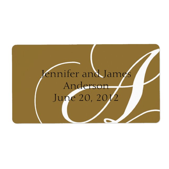 Wedding Favor Labels Gold Monogram A (Front)