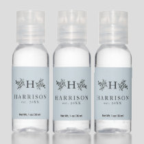 Wedding favor light blue monogram personalized hand sanitizer