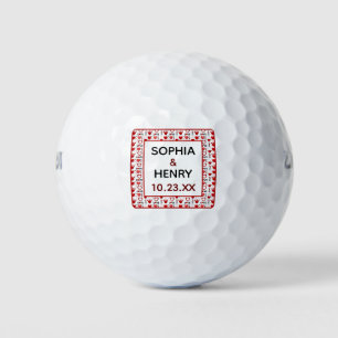Wedding Favor Love and Hearts Red Black Golf Balls