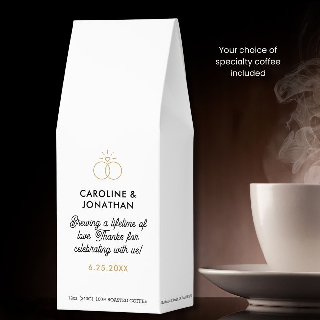 Wedding Favor, Love Brewing, Couples Name Date Roasted Coffee (Creator Uploaded)