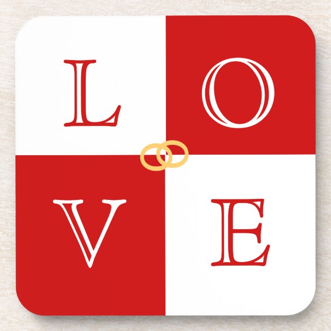 Wedding Favor Love Coaster Set (Front)